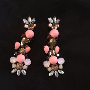 J Crew pink stone statement earrings